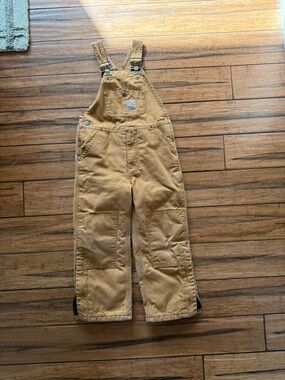 Carhartt Kids Tan Duck Overalls with Utility Pockets lined